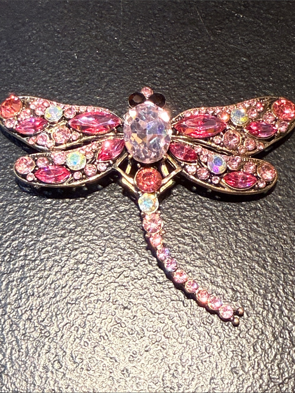 Pink Crystal Dragonfly Brooch/Pendant Pin Necklace - Women Jewelry